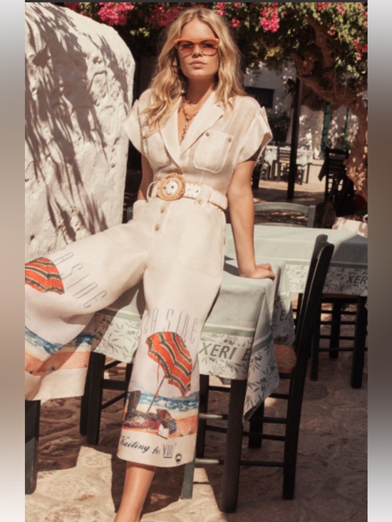 Zimmermann Pants - Zimmermann RARE Postcard Resort Belted Linen Silk Wide Leg Crop Jumpsuit 2/M/6-8